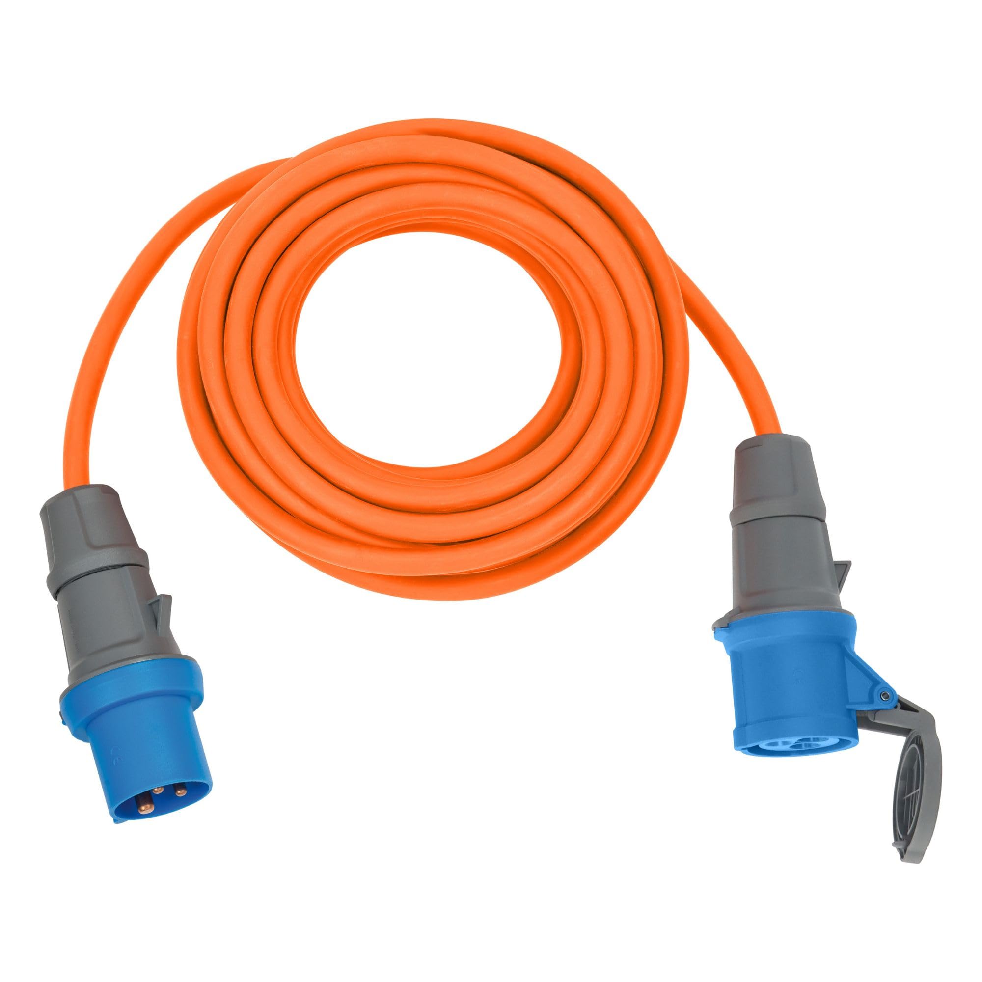 Brennenstuhl camping extension cable 10m (CEE cable in orange H07RN-F 3G2,5 with CEE plug and coupling with cover, for permanent outdoor use IP44, Made in Germany)