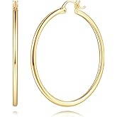 HOBATS 14K Gold Hoop Earrings for Women 14K Gold Earrings for Women Gold Hoops Earring for Womens Hoops Elegant Silhouette and Simple Beauty Hoop Earring for Womens 15/17/20/25/30/40/50mm