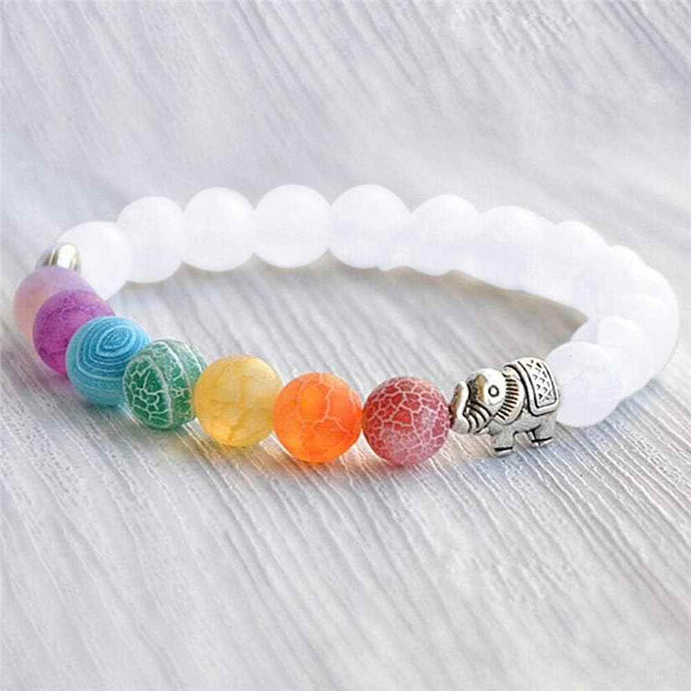 LjQQjDz 7 Colors Charm Grinding Matte Beads Elephant Bracelet Yoga Energy Bangle Jewelry Personalized Gift for Her Valentine's Day Birthday Christmas Jewelry Gift for Women Teen Girls