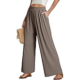 Dokotoo Women's Elastic Waist Wide Leg Pants Baggy Casual Stretch Palazzo Pants with Pockets