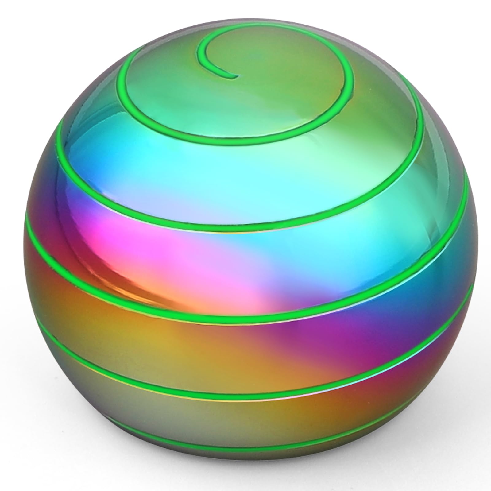 Luminous Kinetic Spinning Desk Toys Age 3+, Metal Full Body Optical Illusion Fidget Spinner Ball, Glow in The Dark Fingertip for Office Classroom, Christmas Stress Relief Gift for Kids Adults