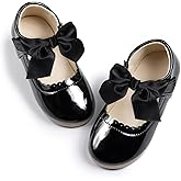 CENCIRILY Toddler Little Girls Flower Dress Shoes Mary Jane Ballet Flats Party School Bowknot Princess Wedding Shoes