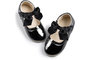 CENCIRILY Toddler Little Girls Flower Dress Shoes Mary Jane Ballet Flats Party School Bowknot Princess Wedding Shoes