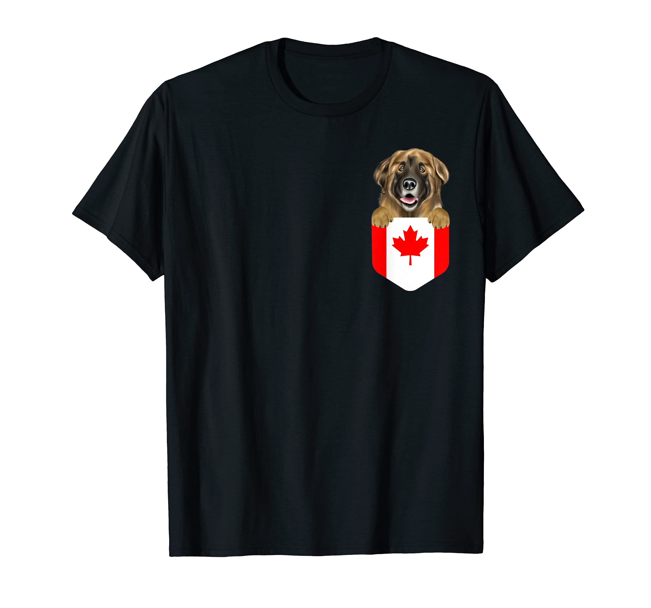 Canada Flag Leonberger Dog In Pocket T-Shirt