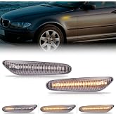 Hacreyatu LED Side Marker Turn Signal Light For BMW 1/3/5 Series | Smoke Dynamic Sequential Blinker Lamp, For BMW 1/3/5 Series E60 E61 E90 E91 E92 E93 E81 E82 E88 E46 X3 E83 X1 E84,