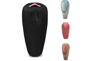 RILEYTEE Garden Fountain Cover,Outdoor Heavy Duty Waterproof Dustproof Winter Fountain Cover for Outdoor Floor Antique jar Water Fountain with Zipper and Drawstring.(Black,15" L x 15" W x 33" H)