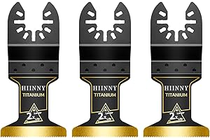 Hiinny 3PCS Titanium Oscillating Tool Blades, Professional Universal Titanium Oscillating Saw Blades Multitool Blades Kits for Metal Wood Plastics, Dewalt Milwaukee Ryobi Fein