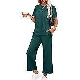 OFEEFAN Women's Lounge Sets Fashion Outfits Wide Leg Loungewear Side Slit Tracksuit for Vacation Travel Airport S-3XL