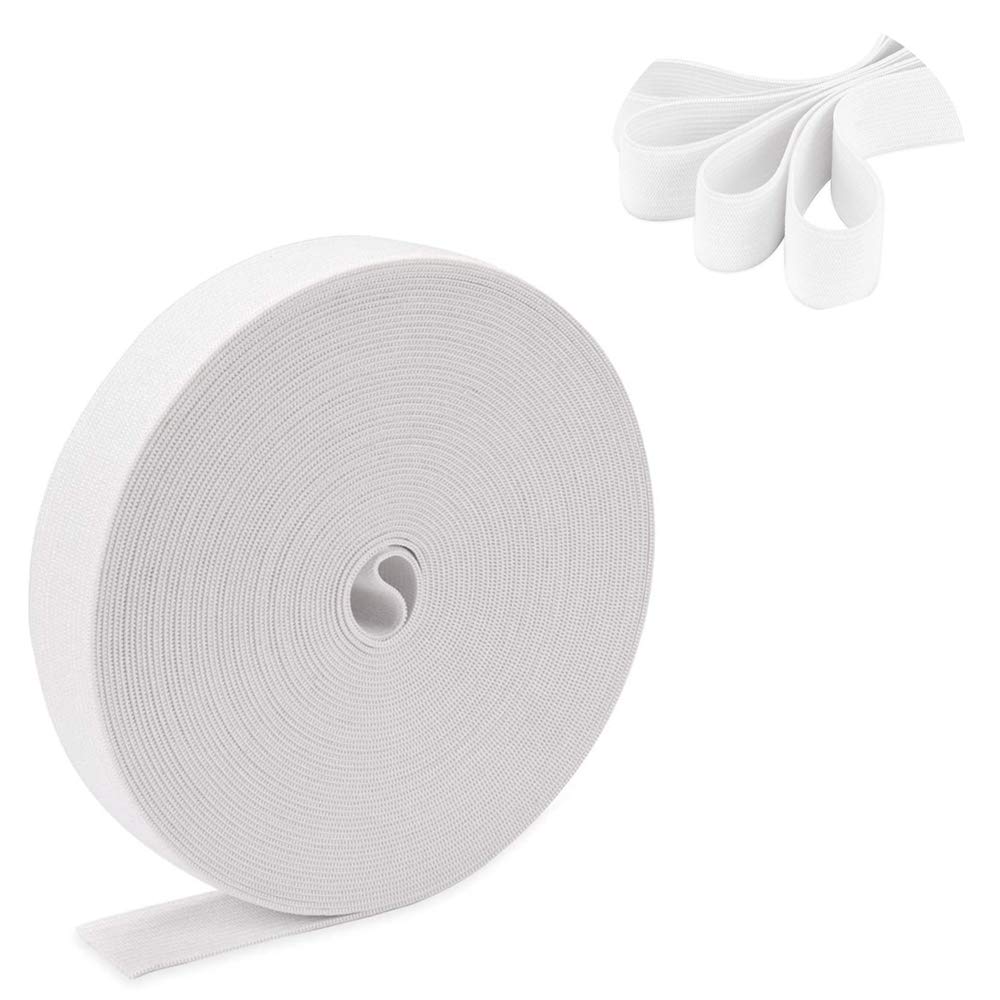 FLZONE 25MM 10Metres White Elastic Band Flat Elastic Bands Elastic Cord for Sewing Waistbands and Crafts
