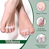 Welnove Hammer Toe Crests Straightener 4 Pcs Gel Toe Pads White 3 Loops view 3