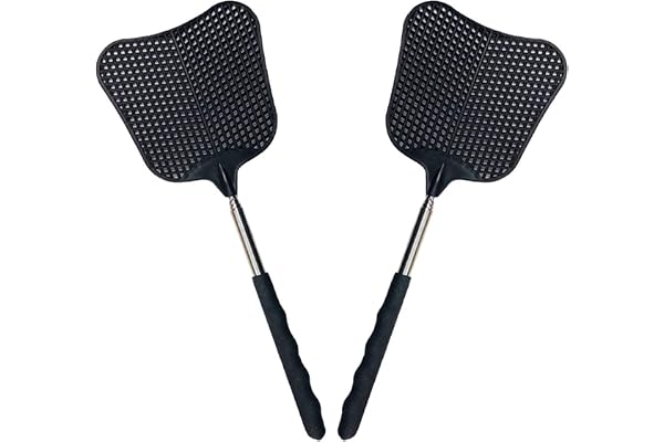Foxany Telescopic Fly Swatters, Durable Plastic Fly Swatter Heavy Duty Set, Telescopic Flyswatter with Stainless Steel Handle