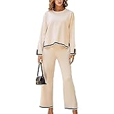 Woolicity NEW Womens 2 Piece Sweatsuit Set Outfits Long Sleeve Knit Sweater Top Wide Leg Pants Lounge Sets Tracksuits Set