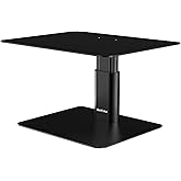 BoYata Monitor Stand, Adjustable Height Metal Desktop Riser, Black | Height-Adjustable Metal Riser with Open Storage Space Underneath for Monitors, Laptops, iMacs, PCs and TVs