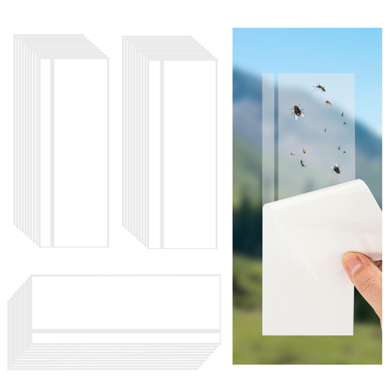 30pcs Flying Insect Trap, Clear Fly Traps for Windows, Window Fly Trap Catcher, Fly Paper Sticky Strips for Indoors (30)