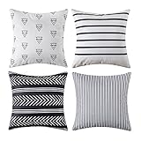MIULEE Set of 4 Decorative Geometric Pillow Covers Modern Cotton Cushion Covers European Style for Couch Bed Sofa 18x18 Inch 45x45 cm
