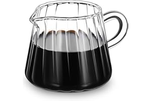 Healvian Glass Milk Pitcher High Borosilicate Creamer Pitcher for Home and Restaurant Tea Coffee Frothing Jug