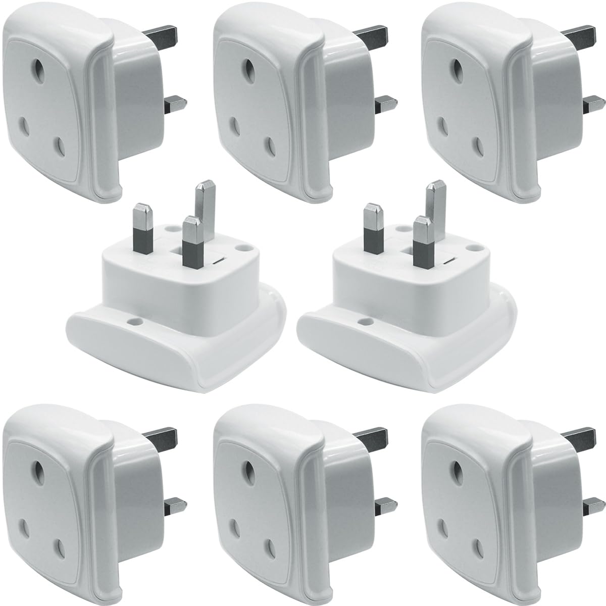 South Africa 3-pin Large Plug Type M (NOT Indian Type D plug) Adapter Convert to 3-pin UK Socket, Safety Protection Design, Flame Proof, 13A Fuse with Safety Shutter (8 Pieces White)