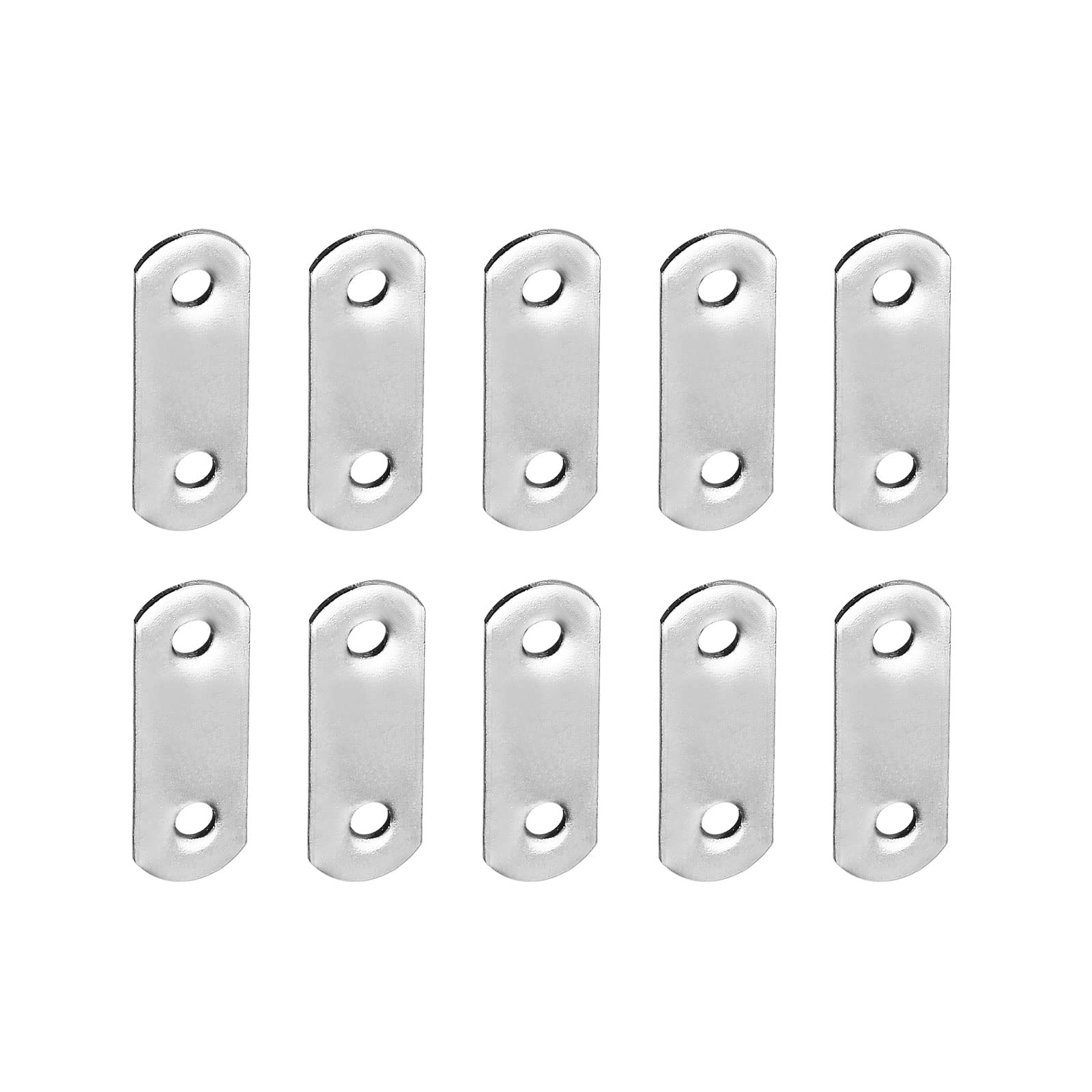 DTGN 23x8x0.7mm(LxWxT) Flat Straight Brace Plate -50Pack- Good for Furniture Repairing - Stainless Steel Brace Plate - Silver Tone