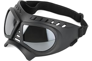 MIOHOU JN Dog Goggles,UV/Wind/Dust/Fog Protection Pet Sunglasses with Adjustable Strap for Small Medium Large Dog ((Small) Silver Lens)