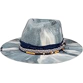 RUEDIGER Vintage Wide Brim Fedora Hats 100% Wool Stiff Felt Hat Rancher Hat with Lightning Logo Handmade Distressed/Burned