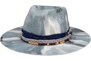 RUEDIGER Vintage Wide Brim Fedora Hats 100% Wool Stiff Felt Hat Panama Rancher Hat with Lightning Logo Handmade Distressed/Burned