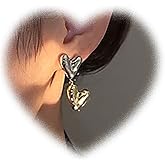 Crymystal Boho Heart Earrings Love Heart Drop Earrings Gold Heart Stud Earrings Statement Earrings Jewelry for Women and Girls