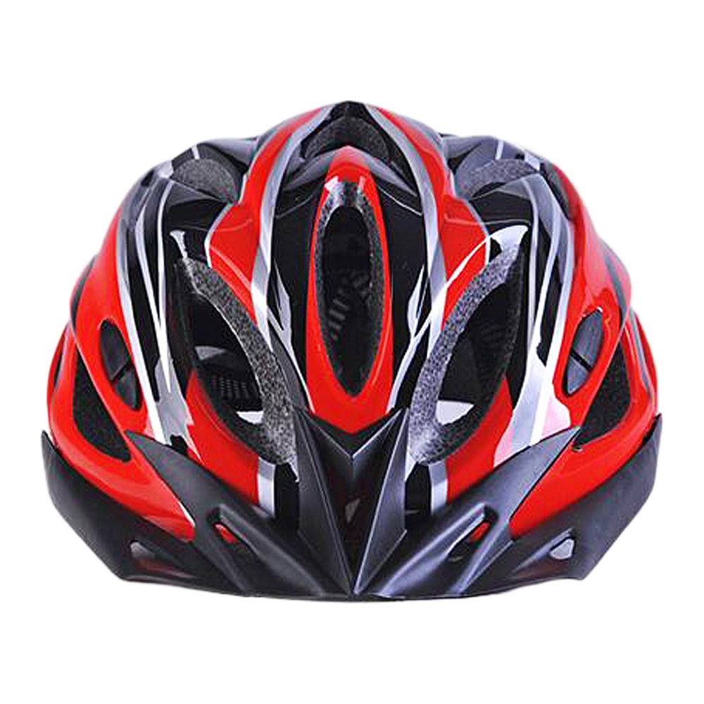 Uzexon Casco ciclista de ciclismo de MTB (18 aberturas), adultos Casco ligero unisex de bicicleta con visera desmontable y forro suave, sistema de rueda ajustable (Rojo/Negro)