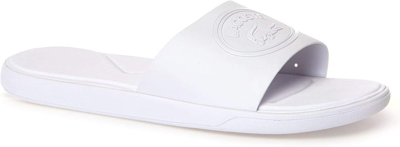 lacoste flip flops white