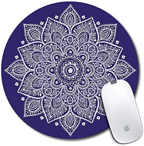 Personalized Round Mouse Pad, Printed Cute Beautiful Datura Mandala Pattern, Non-Slip Rubber Comfortable Customized Computer Mouse Pad (7.87x7.87inch)