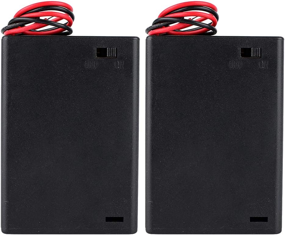 2Pcs 3 x1.5V AA Battery Holder with Cap On Off Switch Lead Wires High end Box with Impact Resistant Material
