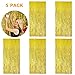 5 Pack 3.28 ft x 6.56 ft Metallic Tinsel Foil Fringe Curtains for Party Photo Backdrop(Gold)