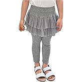 WDIRARA Toddler Girl's Leggings with Layered Ruffle Skirt Uniform Pants Stretchy Skirt Leggings