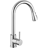 Kitchen Sink Faucet, Kitchen Faucet Stainless Steel with Pull Down Sprayer Brushed Nickel Commercial Modern High arc Single H