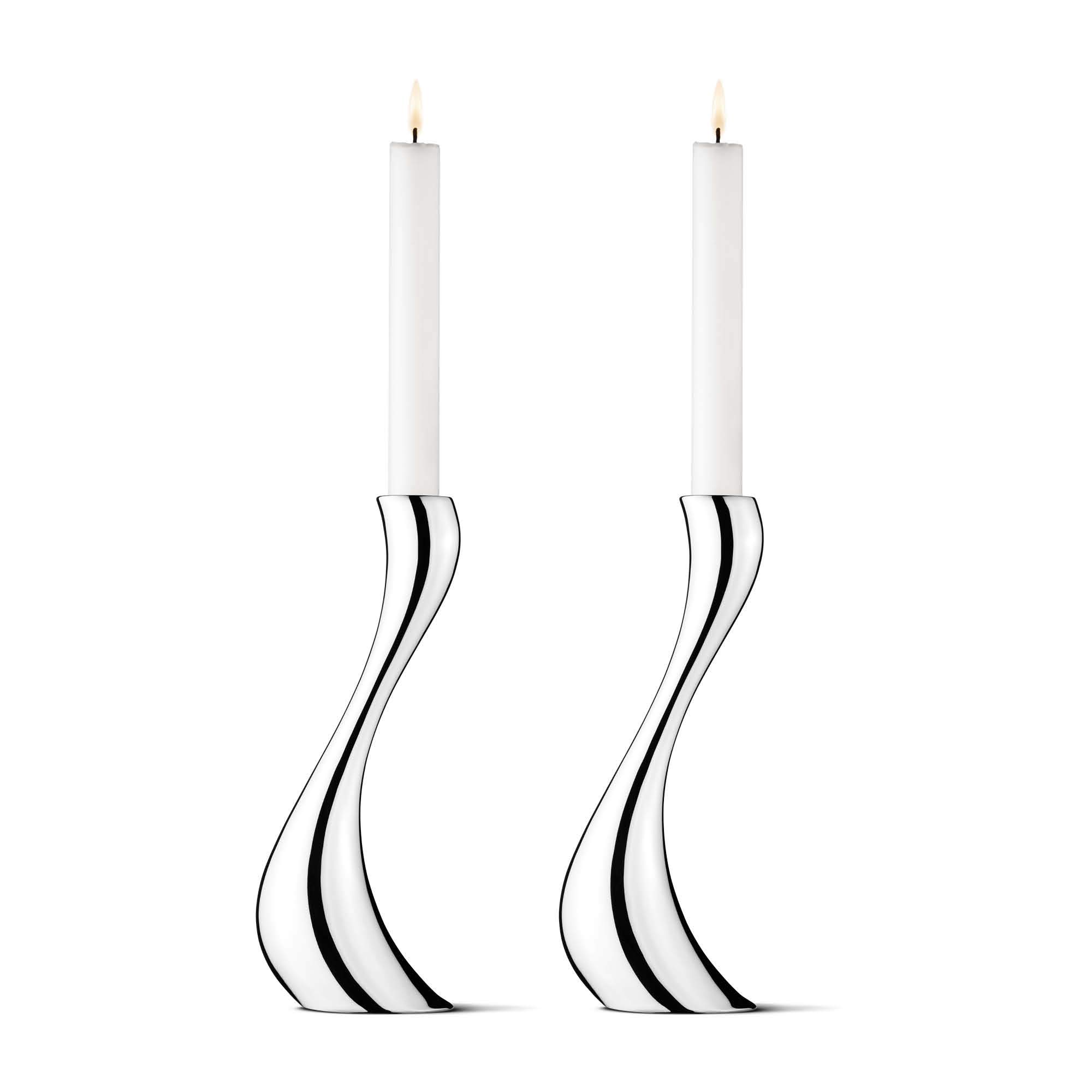 Georg Jensen Cobra Large Candleholder Set - Mirror Polished Stainless Steel - Designed by Constantin Wortmann - Elegant Candlesticks - Pack of 2