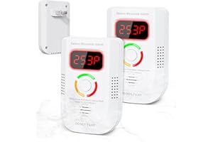 DELLER 2 Pack Carbon Monoxide Detector, Plug-in Wall Carbon Monoxide Gas Detector, Portable Carbon Monoxide Detector with Digital Display LED, CO Alarm Monitor with Audible and Visual Alarm Test Mute Button