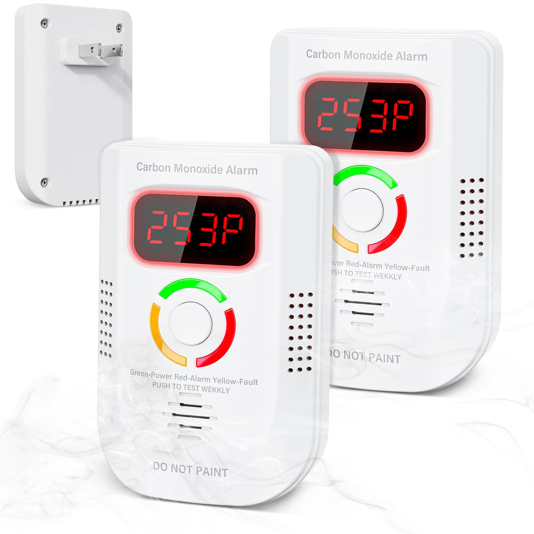 Photo 1 of 2 Pack Carbon Monoxide Detector, Plug-in Wall Carbon Monoxide Gas Detector, Portable Carbon Monoxide Detector with Digital Display LED, CO Alarm Monitor with Audible and Visual Alarm Test Mute Button