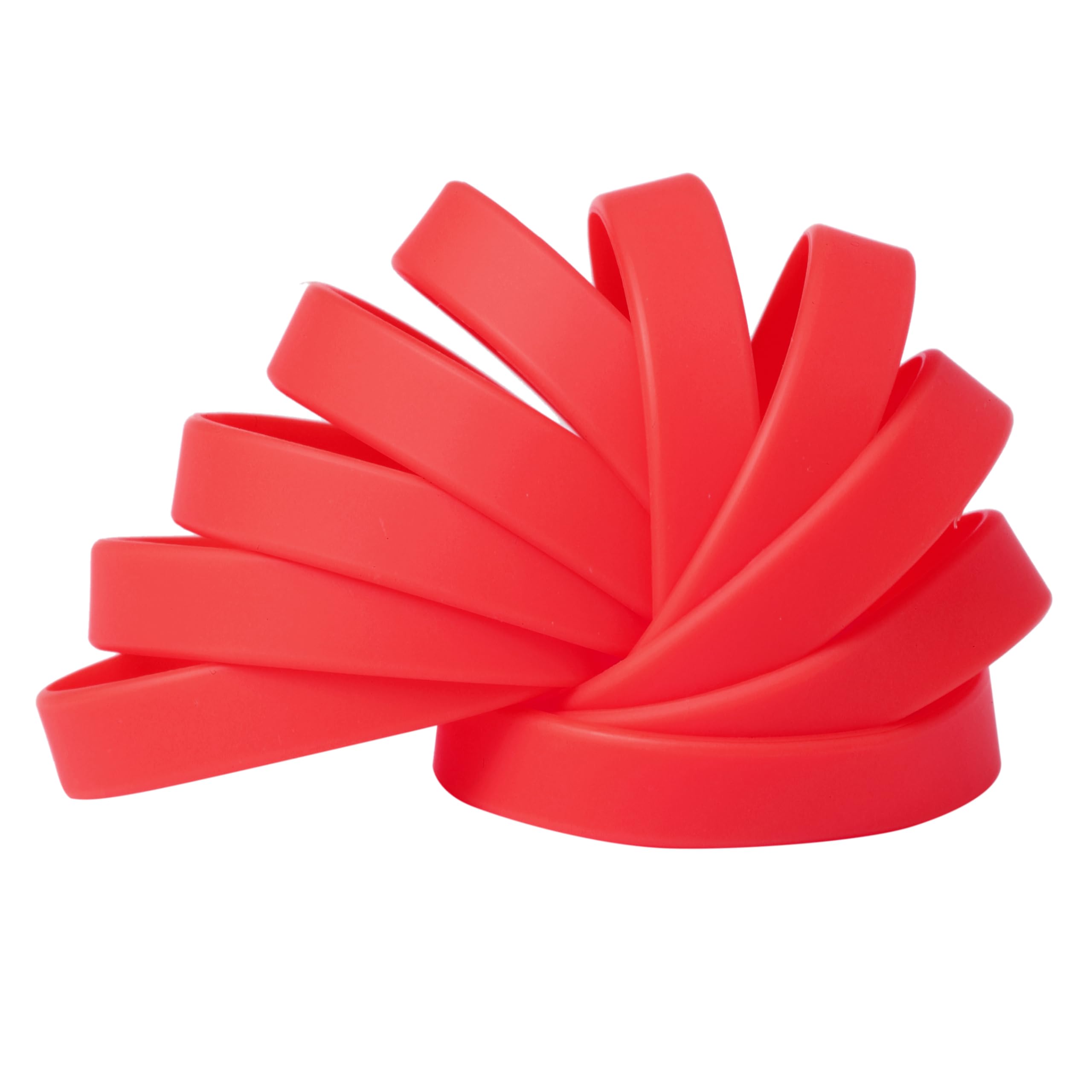 Plain Red Coloured Silicone Sports Arm Exercise Wristband Bracelets Rubber Wrist Bands Party Accessories For Men Women Boys Girls (Pack of 10)