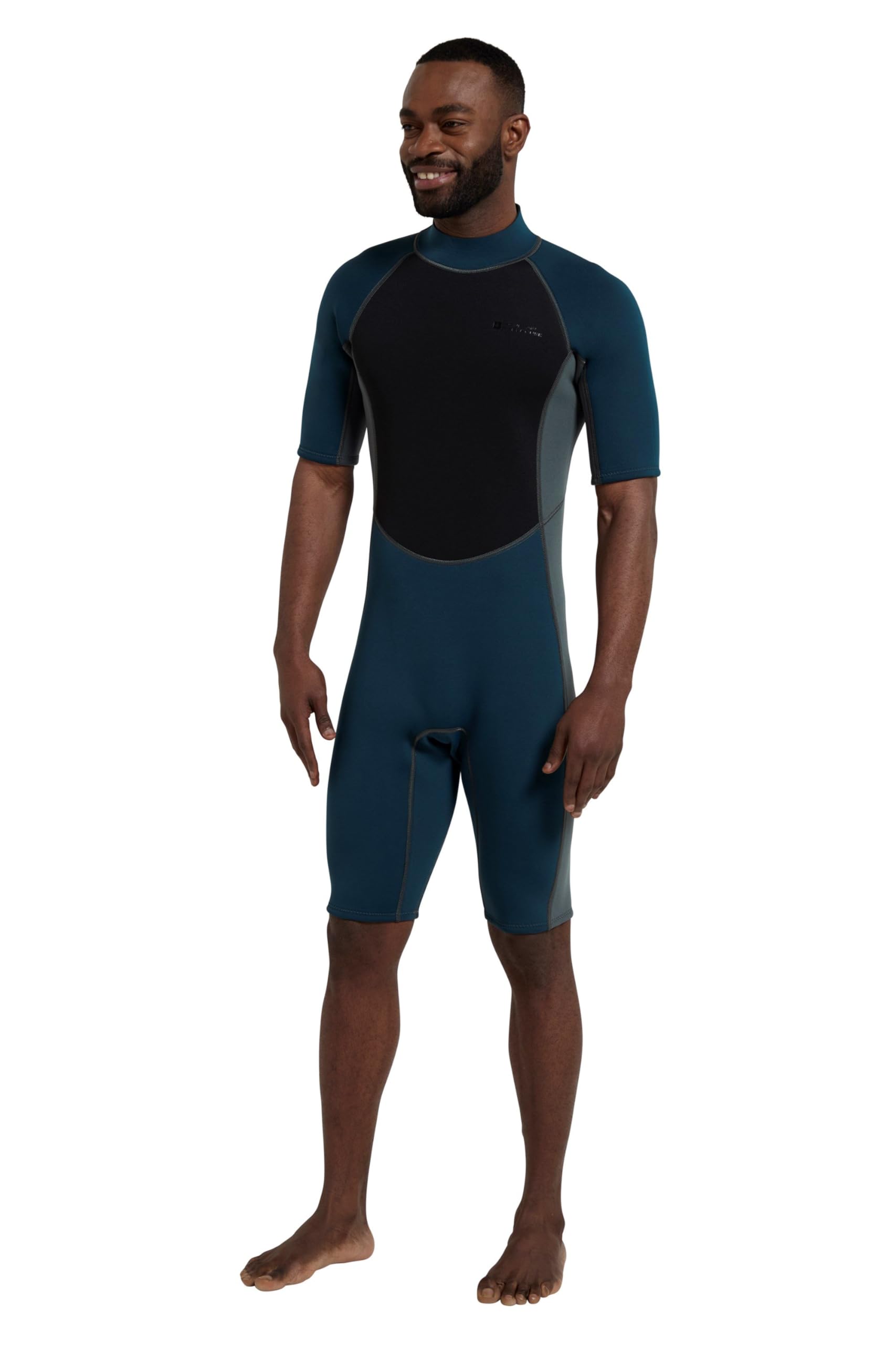 Mountain Warehouse Shorty Mens Wetsuit – 2.5mm Thickness, Neoprene Contour Fit One Piece Surf Suit - - Perfect for Spring Summer & Outdoors Petrol S - M