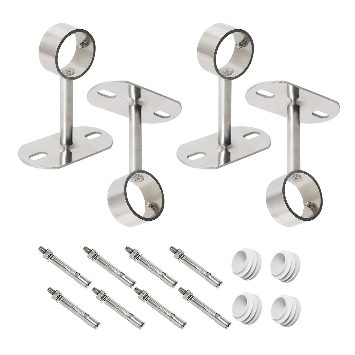 Ohamtes 4Pcs ID32mm(1-1/4"), L100mm, clothes rail mounting bracket, shower curtain closet tie rod support frame, curtain rod flange socket, suitable for ceiling or wall mounting