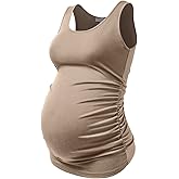 BHOME Maternity Tank Tops for Women Ruched Sleeveless Basic Tops Layering Maternity Shirt Vest Pregnancy Tee
