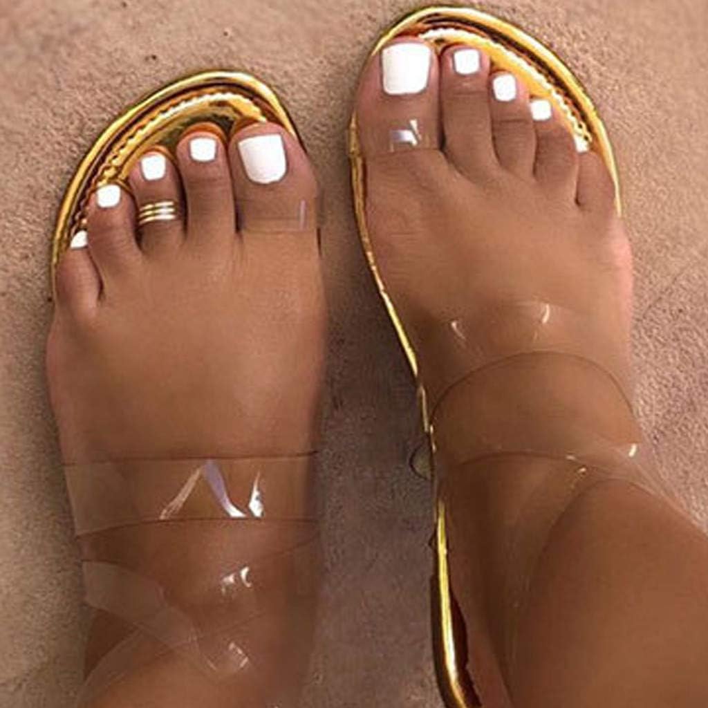 clear strap sandals flat
