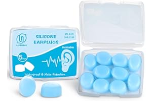 Silicone Moldable Earplugs, 5 Pairs, Reusable Waterproof Ear Plugs for Swimming, Sleeping, Showering, Travel by Lysian (Blue)