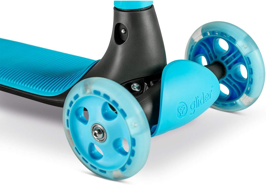 Yvolution Y Glider Kiwi Scooter for Kids Ages 3-8, 3 Wheel Scooter with LED Wheels (Blue) - Image 4