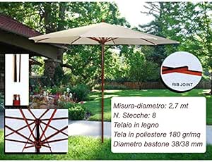 PARAGUAS PARA JARDIN EXTERIOR DE MADERA BEIGE GLORIETA DE RESTAURACIÓN