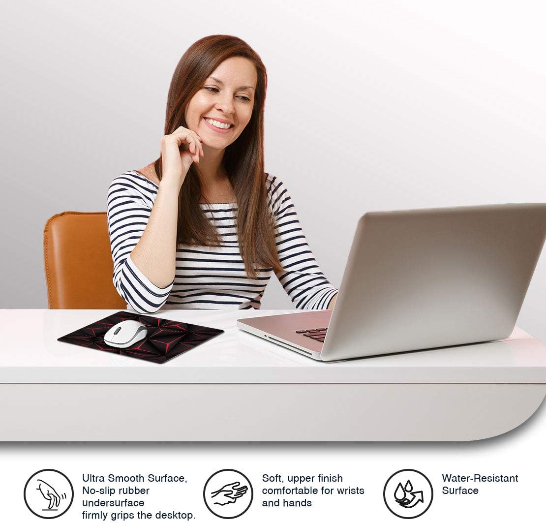 Black & Red Futuristic Mouse Mat Pad Computer PC Laptop Gaming Office Home Desk Accessory Gadget 12953, Multicolor - Image 4