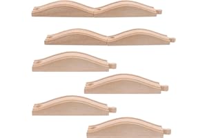 Youdaju 4PCS Wooden Train Track Expansion Packs - Rollings Hills Ascending Track Pieces, Bridge, Pier, Railway Accessories Compatible with Most Toy Train Railroads