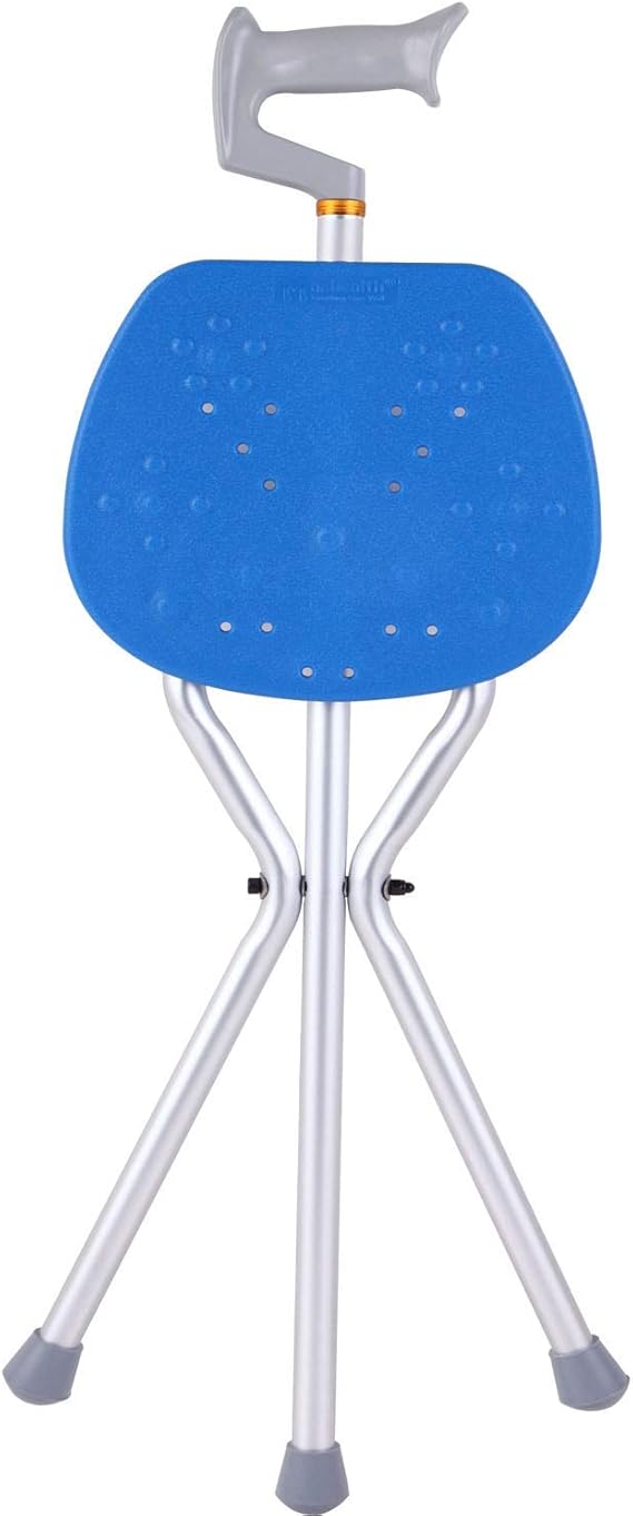 Amazon Co Jp Mctech ステッキチェア 折りたたみ アルミ製 三脚チェア 歩行補助 杖 携帯用椅子 ドラッグストア