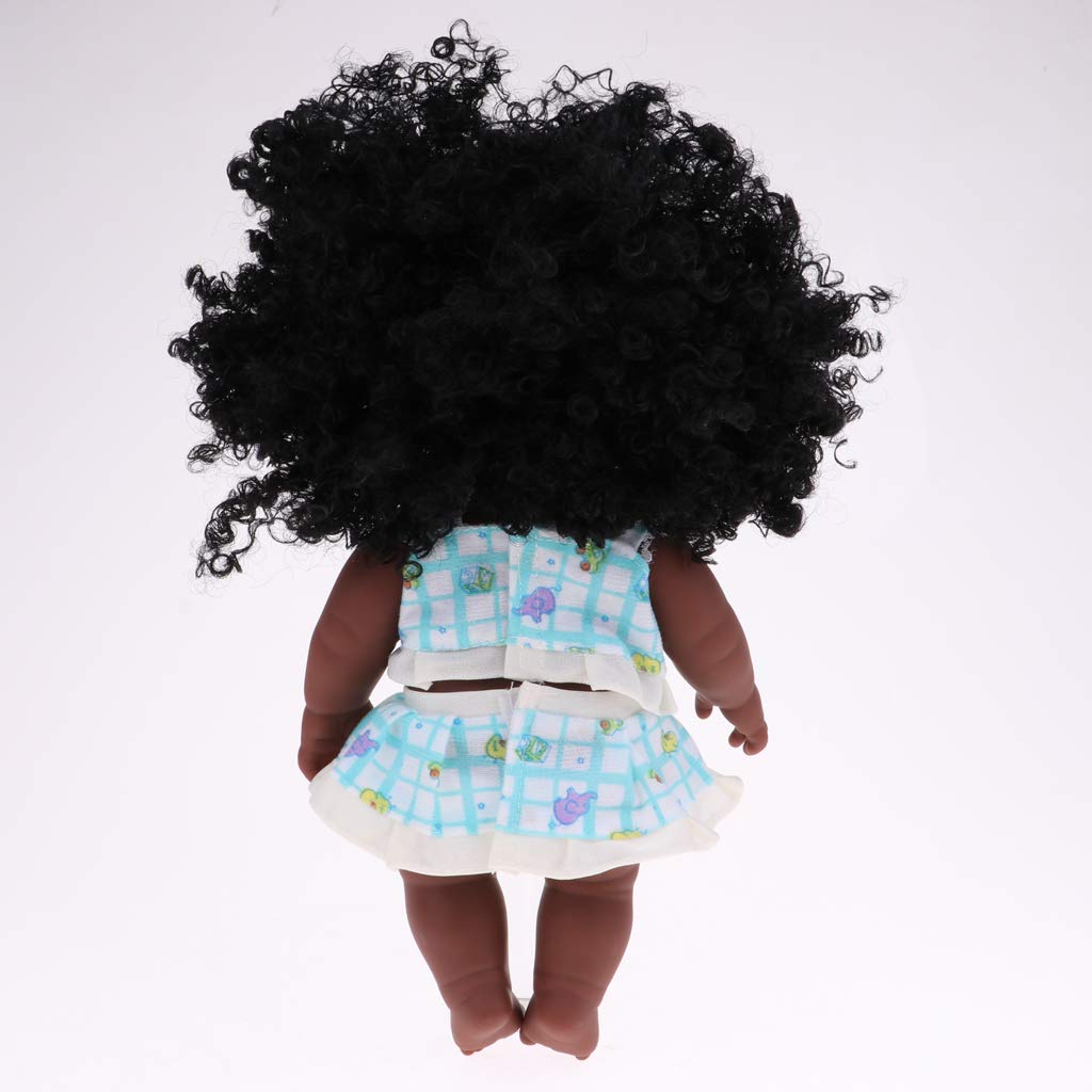 Buy Phenovo 30cm Soft Vinyl Baby Girl Doll Curly Hair Black