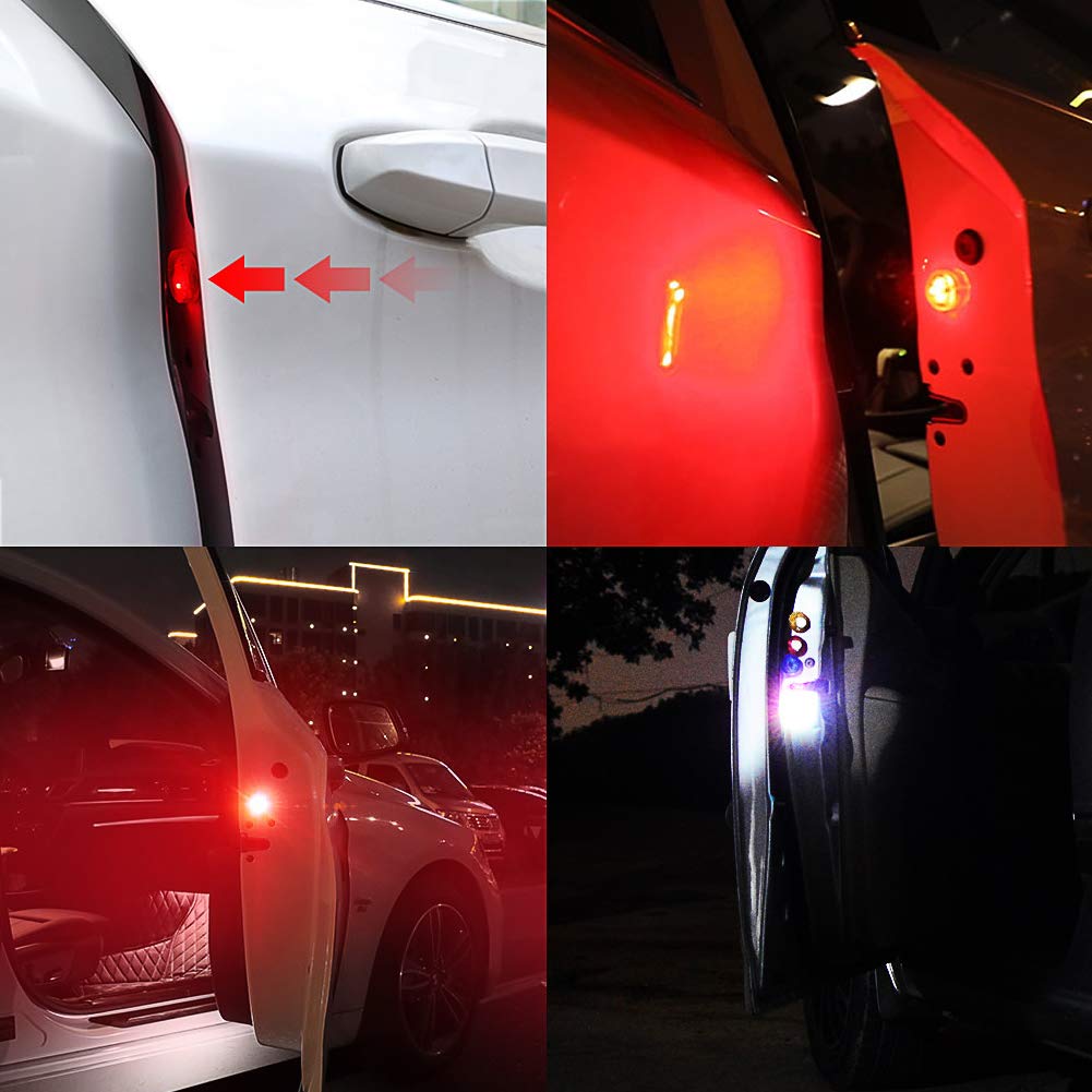 4Pcs Car Door LED Warning Light, CJRSLRB Strobe Safety Lights, Waterproof Flashing Warning Light for Anti Rear-End Collision (Multicolor)