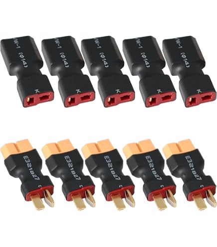 Demeras Set Di 2 Cavi Adattatori XT60 A T Plug - 4 Tipi Disponibili (maschio/femmina) - 14 AWG, Lunghezza 10 Cm, Rivestimento In Silicone - Per Batterie Lipo E Caricabatterie RC